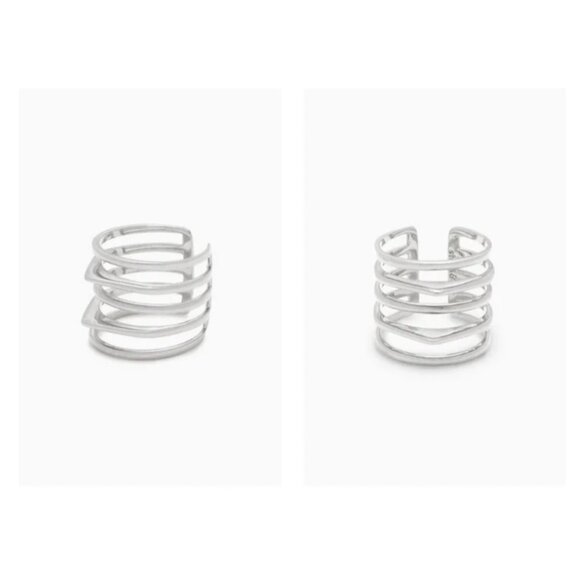 Stella & Dot Maylee Silver Tone Ring Stacked Look - M/L (7-8) - Picture 3 of 5